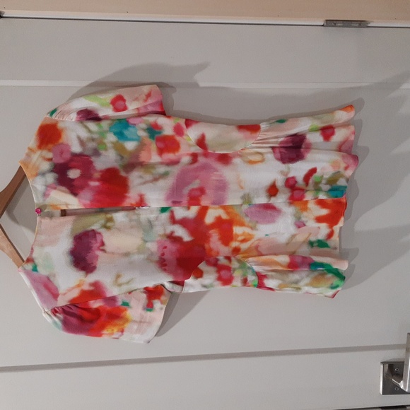 Kate Spade Watercolor Print Silky Peplum Top Size 4 - Picture 4 of 8